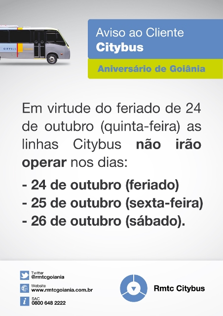 Aviso Citybus 24 de outubro